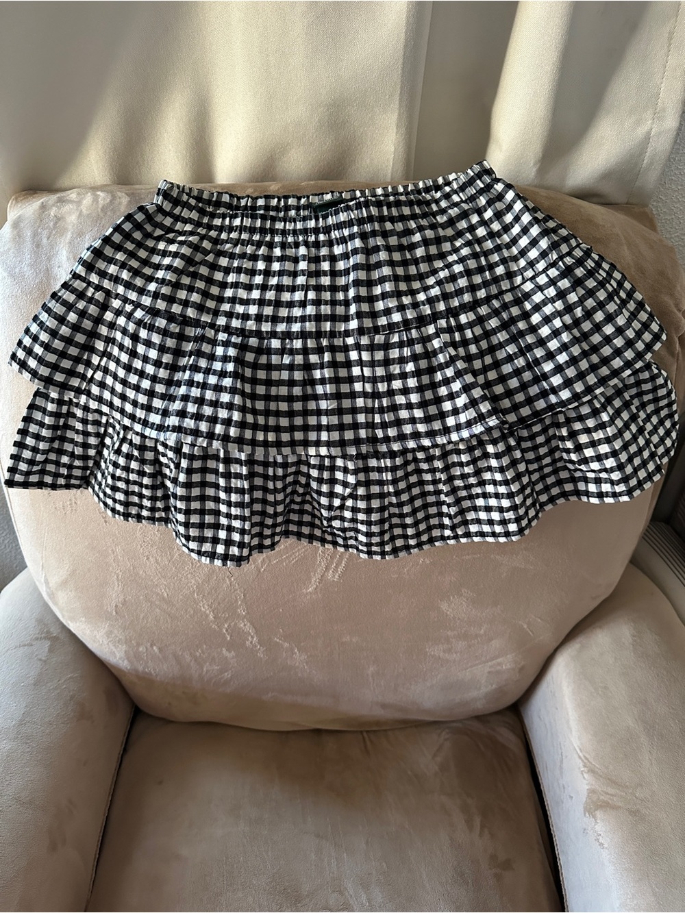 Wild Fable Black and White Gingham Tiered Ruffle Skort
